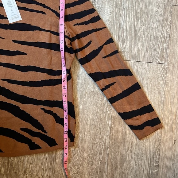 NWT new Chico’s Textured Tiger-Stripe‎ Bateau-Neck Sweater Size Medium - Picture 4 of 7